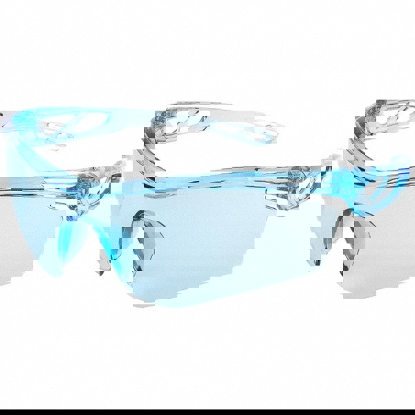 Safety Glass: Scratch-Resistant, Polycarbonate, Blue Lenses, Frameless, UV Protection