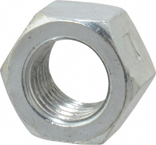 Hex Lock Nut: Distorted Thread, 3/8-24, Grade 2 Steel, Zinc-Plated