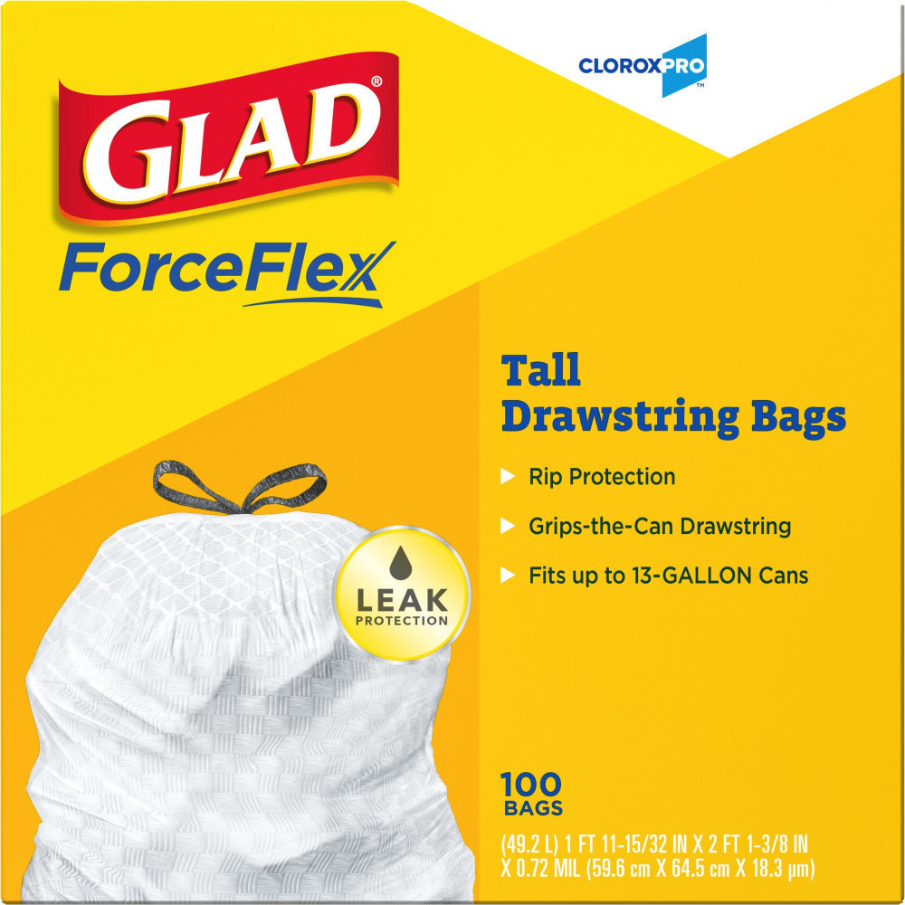 GLAD DS TRASH BAGS 13GAL 100CT