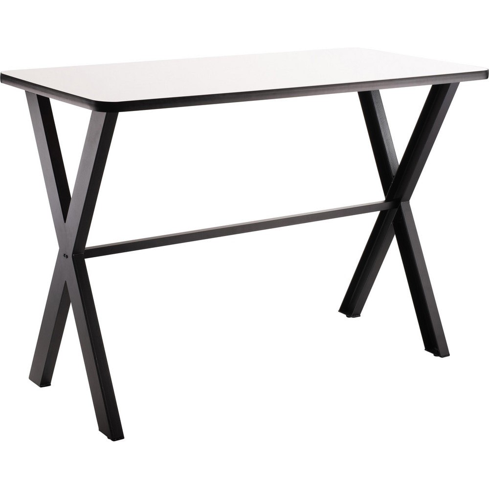Stationary Tables; Table Type: Conference ; Body Material: HPL Particleboard Core ; Table Top Color: White ; Frame Color: Black ; Overall Height (Inch): 42 ; Overall Length (Inch): 72
