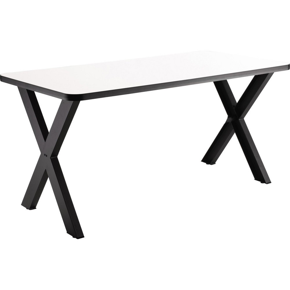 Stationary Tables; Table Type: Conference ; Body Material: HPL Particleboard Core ; Table Top Color: White ; Frame Color: Black ; Overall Height (Inch): 30 ; Overall Length (Inch): 72