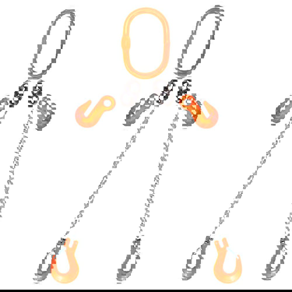 Chain Sling: 3' Long, 15,200 lb Vertical, 12,400 lb Choker, 8,800 lb Basket, Steel