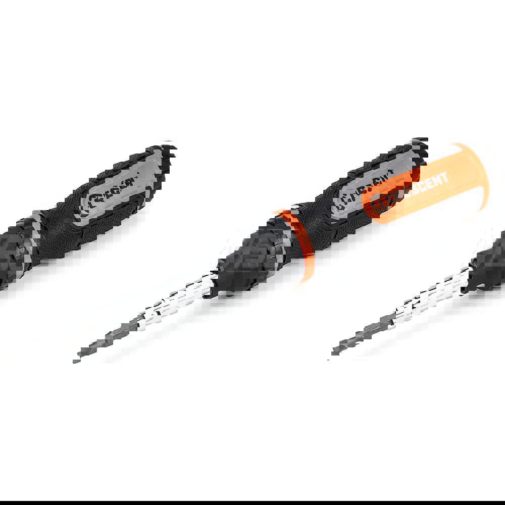 Bit Screwdrivers; Type: Ratcheting Multi-Bit Driver ; Tip Type: Phillips; Slotted; Torx; Square ; Torx Size: T15; T20 ; Phillips Point Size: #1 - #3 ; Slotted Point Size: 1/4; 3/16 in ; Handle Type: Straight