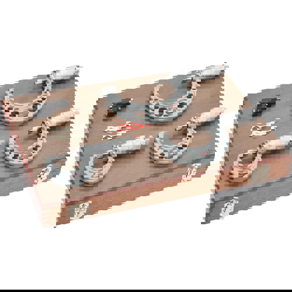 Mechanical Outside Micrometer Set: 3 Pc, 0 to 3