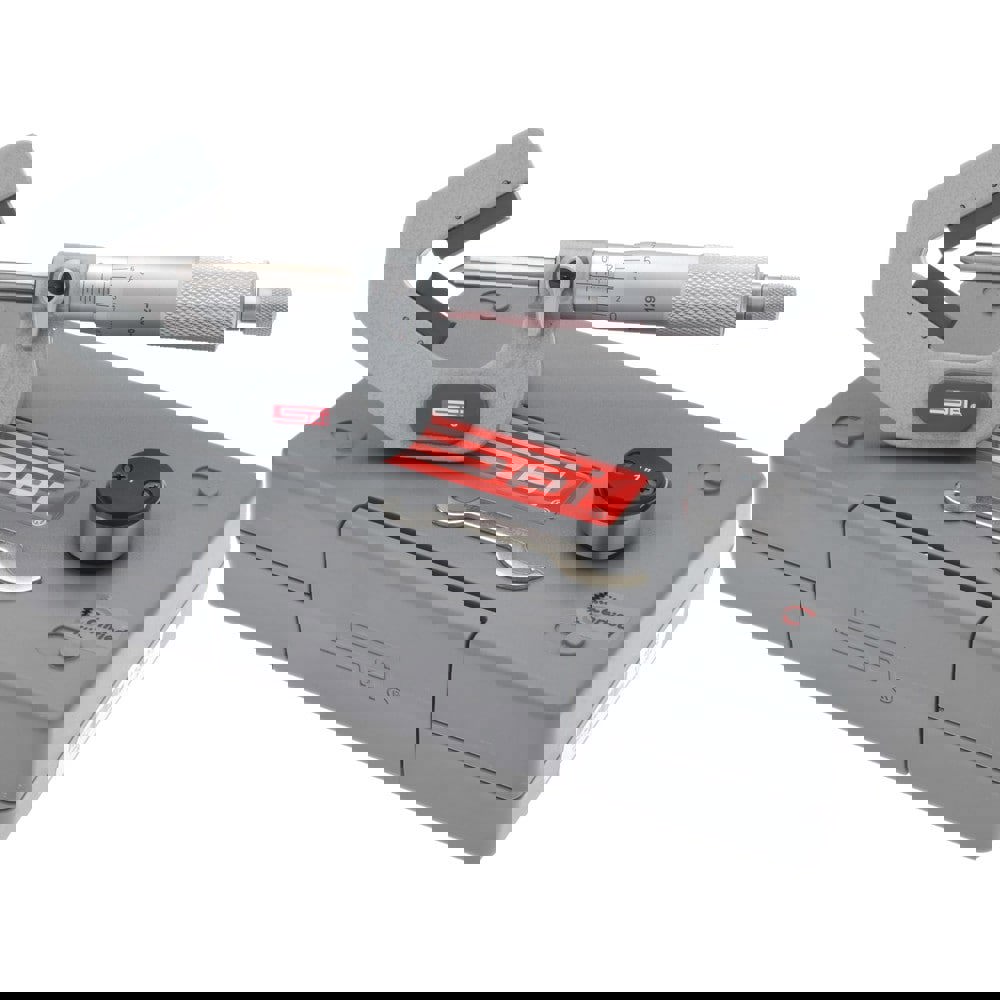 0.09 to 1 Inch Measurement, 3 Flutes Measured, Ratchet Stop Thimble, Mechanical V Anvil Micrometer
