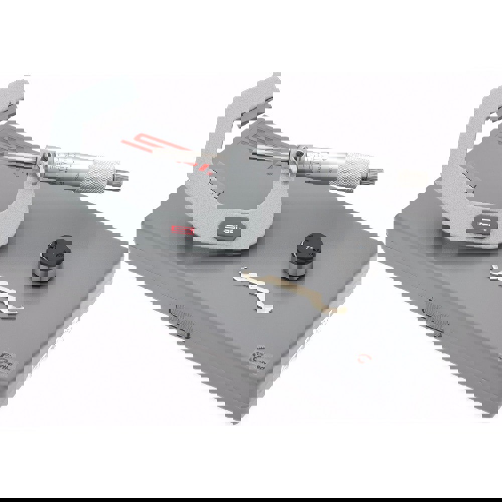 1 to 2 Inch Measurement, 3 Flutes Measured, Ratchet Stop Thimble, Mechanical V Anvil Micrometer