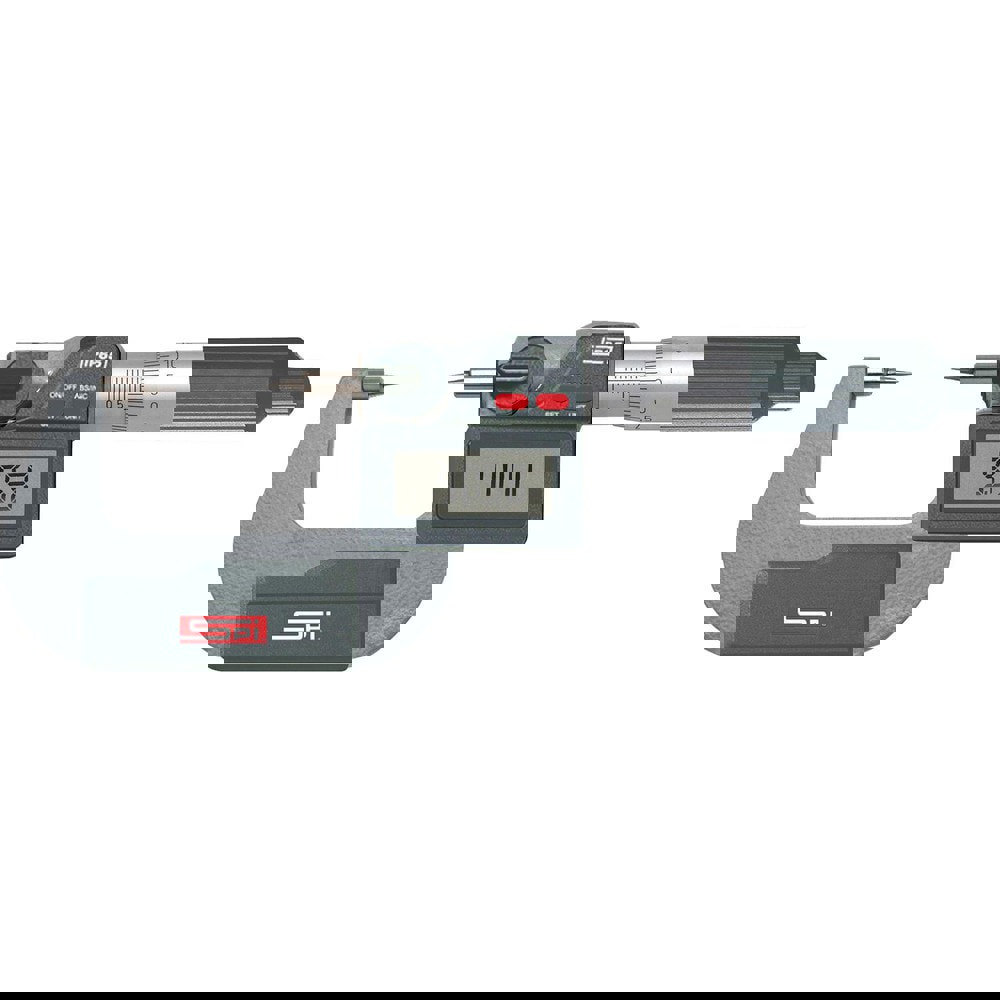 Point Micrometers; Operation Type: Electronic; Minimum Measurement: 0; Minimum Measurement (mm): 0; Maximum Measurement: 1.00; Maximum Measurement (Decimal Inch): 1.00; Maximum Measurement (mm): 1.00; Thimble Type: Ratchet; Digital Counter: Yes; Throat De