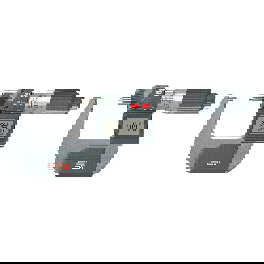 Spline Micrometers; Operation Type: Electronic; Minimum Measurement: 0; Minimum Measurement (mm): 0; Maximum Measurement: 1.00; Anvil Type: Spline; Maximum Measurement (Decimal Inch): 1.00; Digital Counter: Yes; Accuracy: 1.0001 in; Lock Nut Type: Positiv