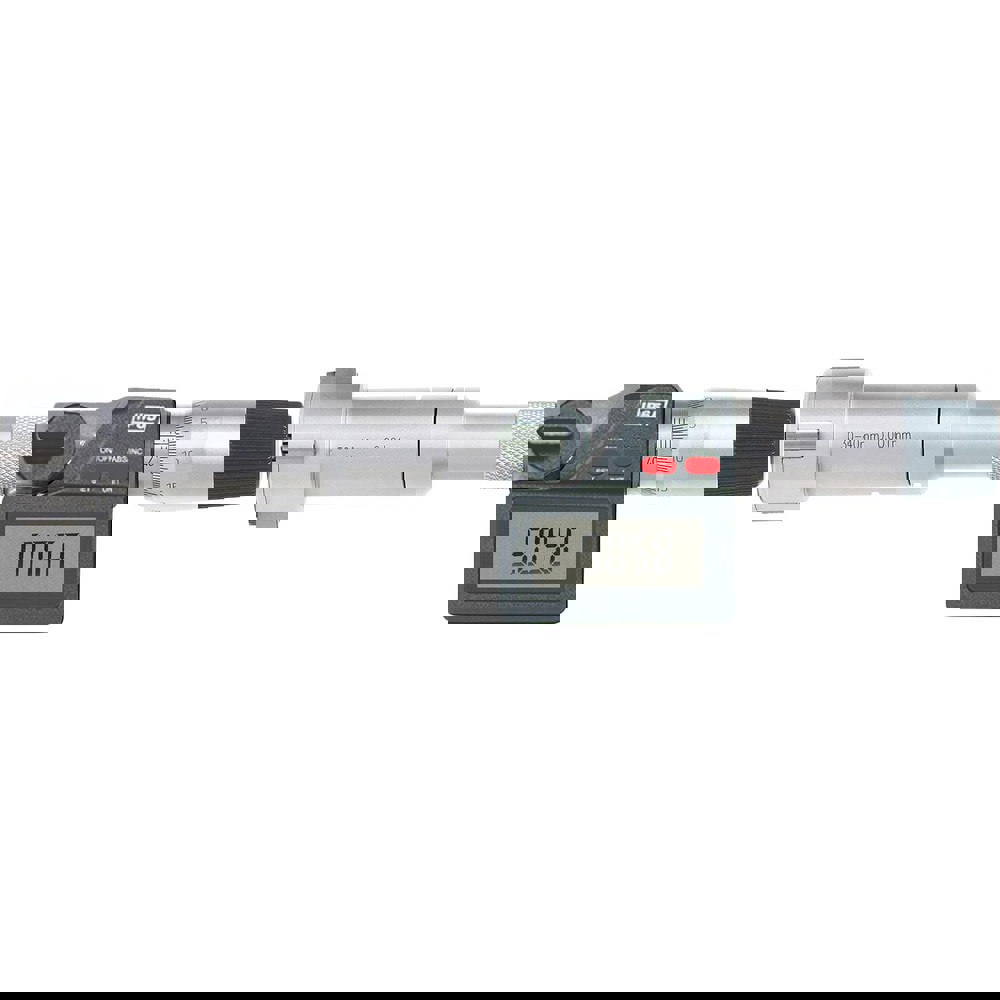 Electronic Inside Micrometer Sets; Set Type: Internal; Minimum Measurement (mm): 1; Maximum Measurement: 2.00; Maximum Measurement (Inch): 2.00; Resolution: 0.000; Digital Counter: No; Rod Type: Extension; Gage Depth (mm): 114 mm; Gage Depth (Decimal Inch