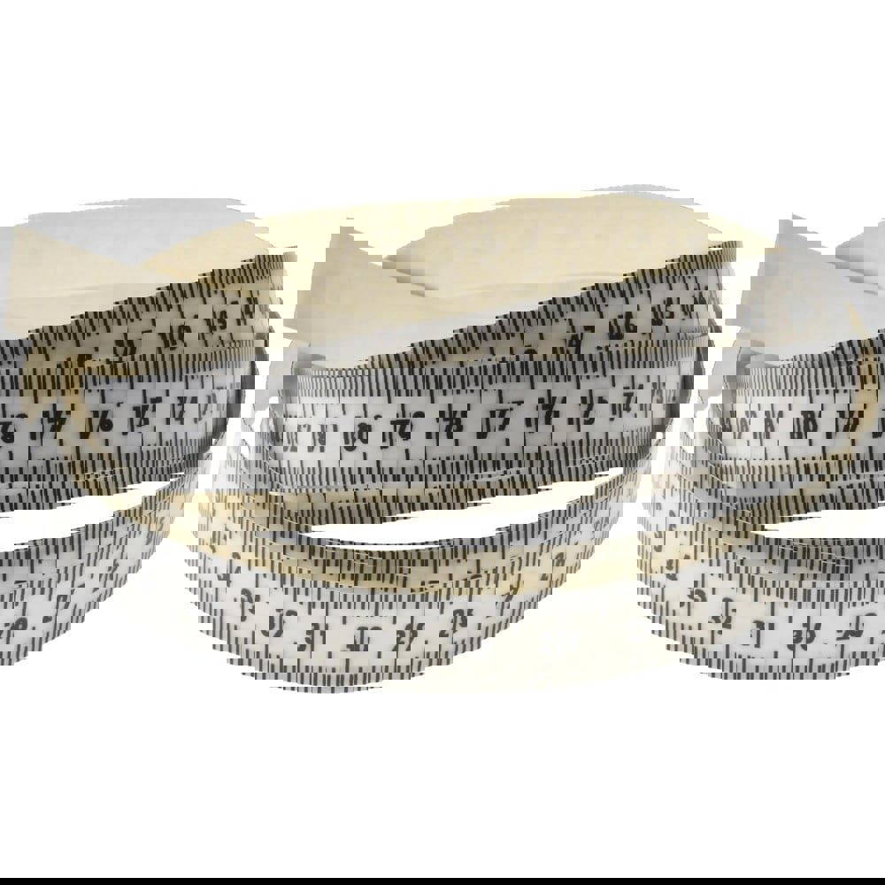 2 m Long x 1/2 Inch Wide, 1/16 Inch Graduation, White, Mylar Adhesive Tape Measure