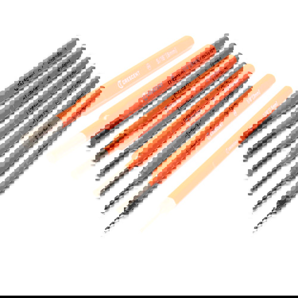 Punch Sets; Set Type: Nail ; Material: Steel ; Container Type: Plastic Case ; Maximum Punch Size (Decimal Inch): 0.0310 ; Includes: 1/16 in; 1/8 in; 5/32 in; 3/16 in; 1/4 in; 5/16 in ; Number Of Pieces: 6