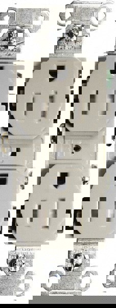 Straight Blade Duplex Receptacle: NEMA 5-15R, 15 Amps, Self-Grounding