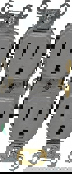 Straight Blade Duplex Receptacle: NEMA 5-15R, 15 Amps, Self-Grounding