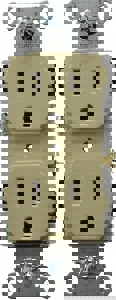 Straight Blade Duplex Receptacle: NEMA 5-15R, 15 Amps, Self-Grounding