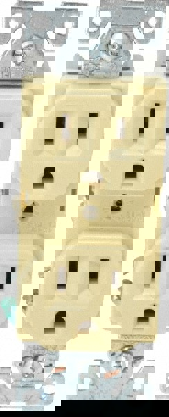 Straight Blade Duplex Receptacle: NEMA 5-15R, 15 Amps, Self-Grounding