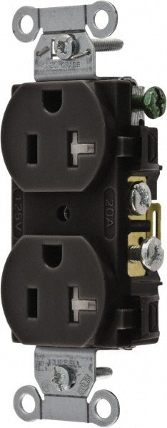 Straight Blade Duplex Receptacle: NEMA 5-20R, 20 Amps, Self-Grounding