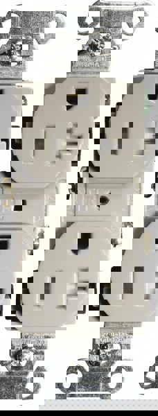 Straight Blade Duplex Receptacle: NEMA 5-20R, 20 Amps, Self-Grounding