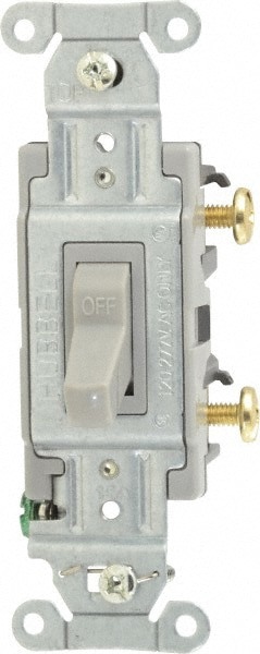 1 Pole, 120 to 277 VAC, 15 Amp, Commercial Grade Toggle Wall Switch