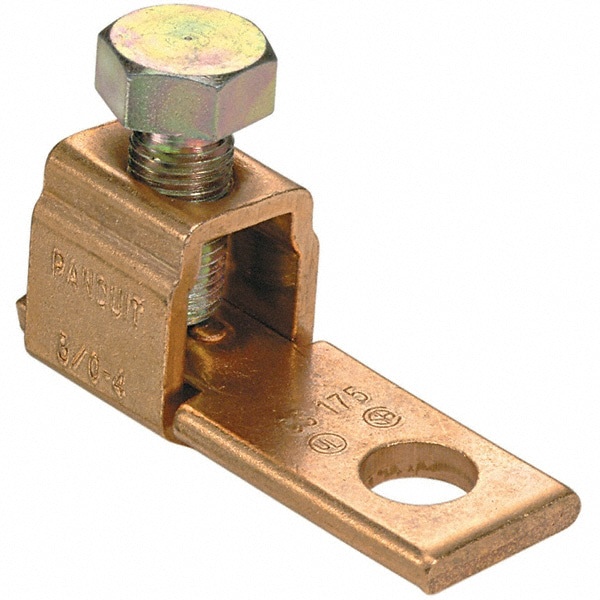 Square Ring Terminal: Non-Insulated, 2 to 1/0 AWG, Lug Connection