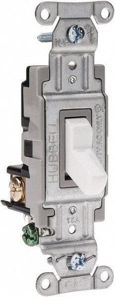 3 Pole, 120 to 277 VAC, 15 Amp, Commercial Grade Toggle Three Way Switch