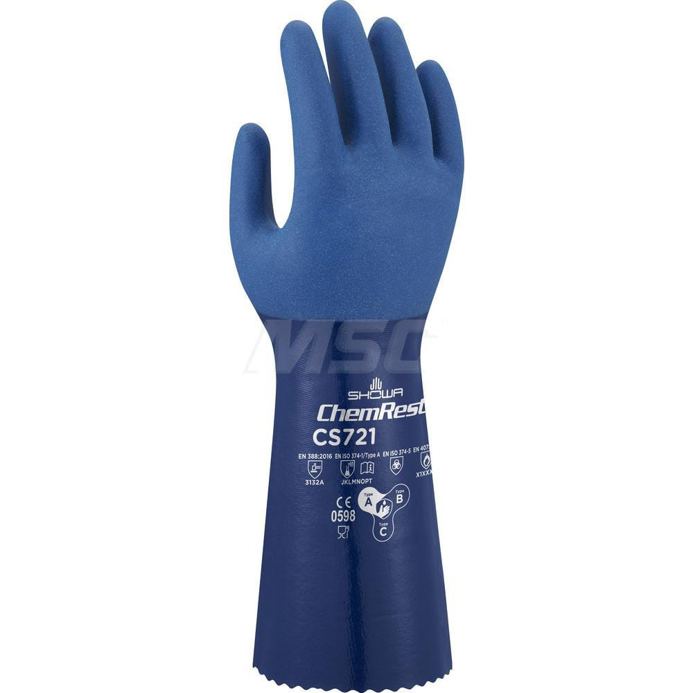 Chemical Resistant Gloves: X-Large, 11 mil Thick, Nitrile-Coated, Nitrile, Supported