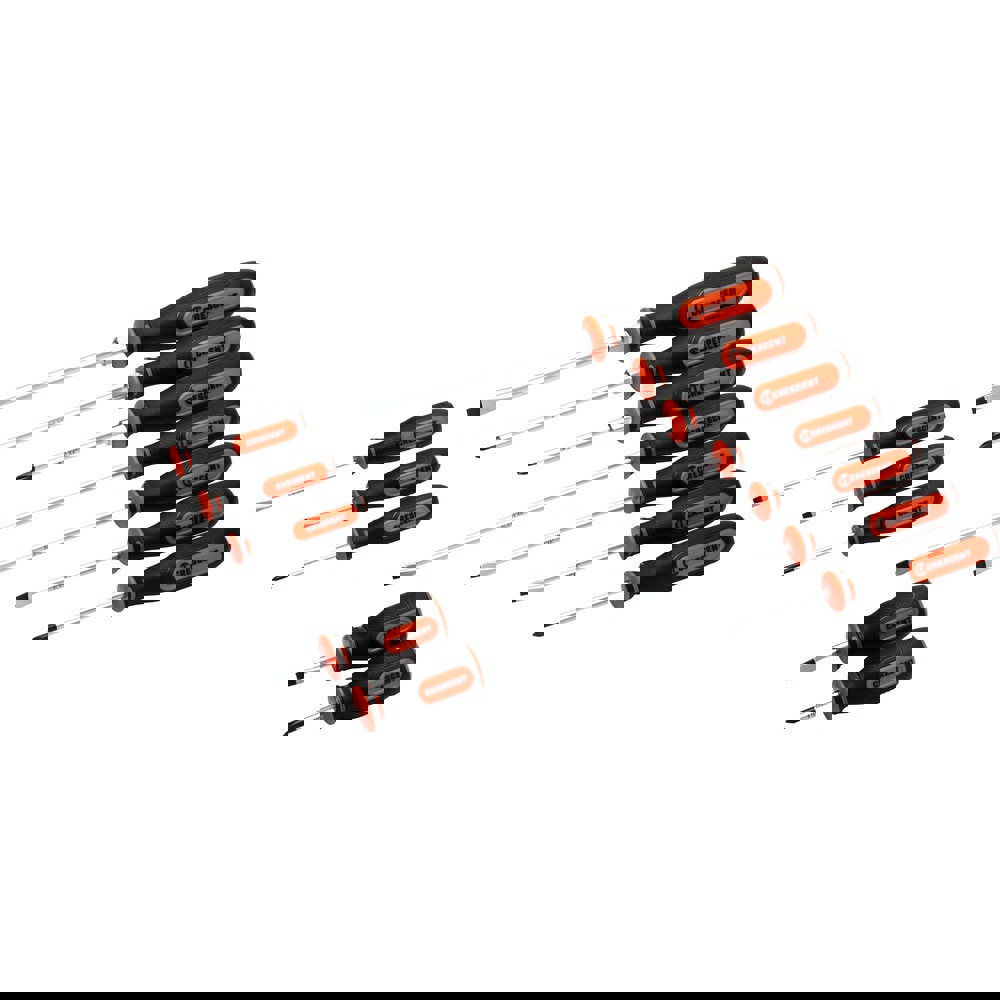 Screwdriver Sets; Screwdriver Types Included: Phillips , Slotted ; Container Type: Clamshell ; Tether Style: Not Tether Capable ; Number Of Pieces: 12 ; Insulated: No