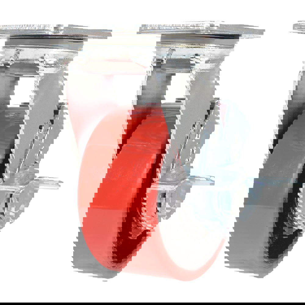 Standard Casters; Mount: With Holes; Bearing Type: Ball; Wheel Diameter (Inch): 4; Wheel Width (Inch): 2; Load Capacity (Lb. - 3 Decimals): 792.000; Wheel Material: Polyurethane; Wheel Color: Red; Overall Height (Inch): 5-1/2