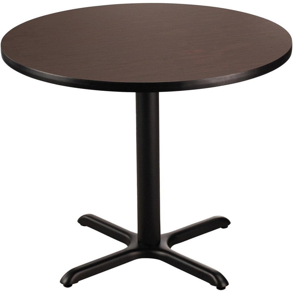 Stationary Tables; Table Type: Breakroom; Cafeteria ; Body Material: HPL Particleboard Core with T-Mold ; Table Top Color: Mahogany ; Frame Color: Black ; Overall Height (Inch): 30 ; Overall Length (Inch): 36