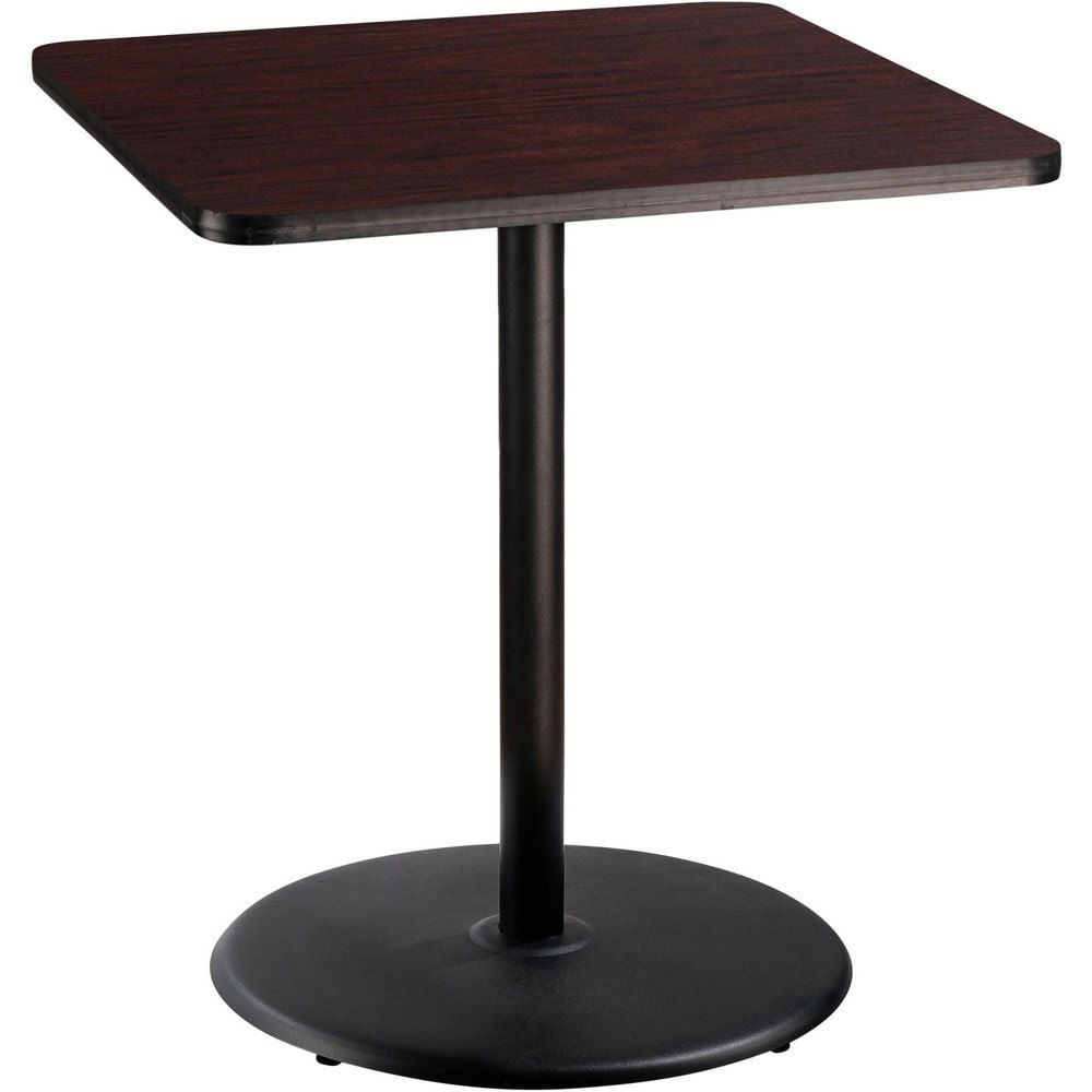 Stationary Tables; Table Type: Breakroom; Cafeteria ; Body Material: HPL Particleboard Core with T-Mold ; Table Top Color: Mahogany ; Frame Color: Black ; Overall Height (Inch): 42 ; Overall Length (Inch): 36