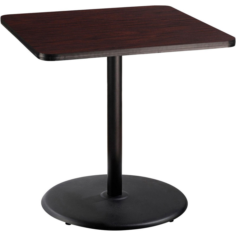 Stationary Tables; Table Type: Breakroom; Cafeteria ; Body Material: HPL Particleboard Core with T-Mold ; Table Top Color: Mahogany ; Frame Color: Black ; Overall Height (Inch): 36 ; Overall Length (Inch): 36