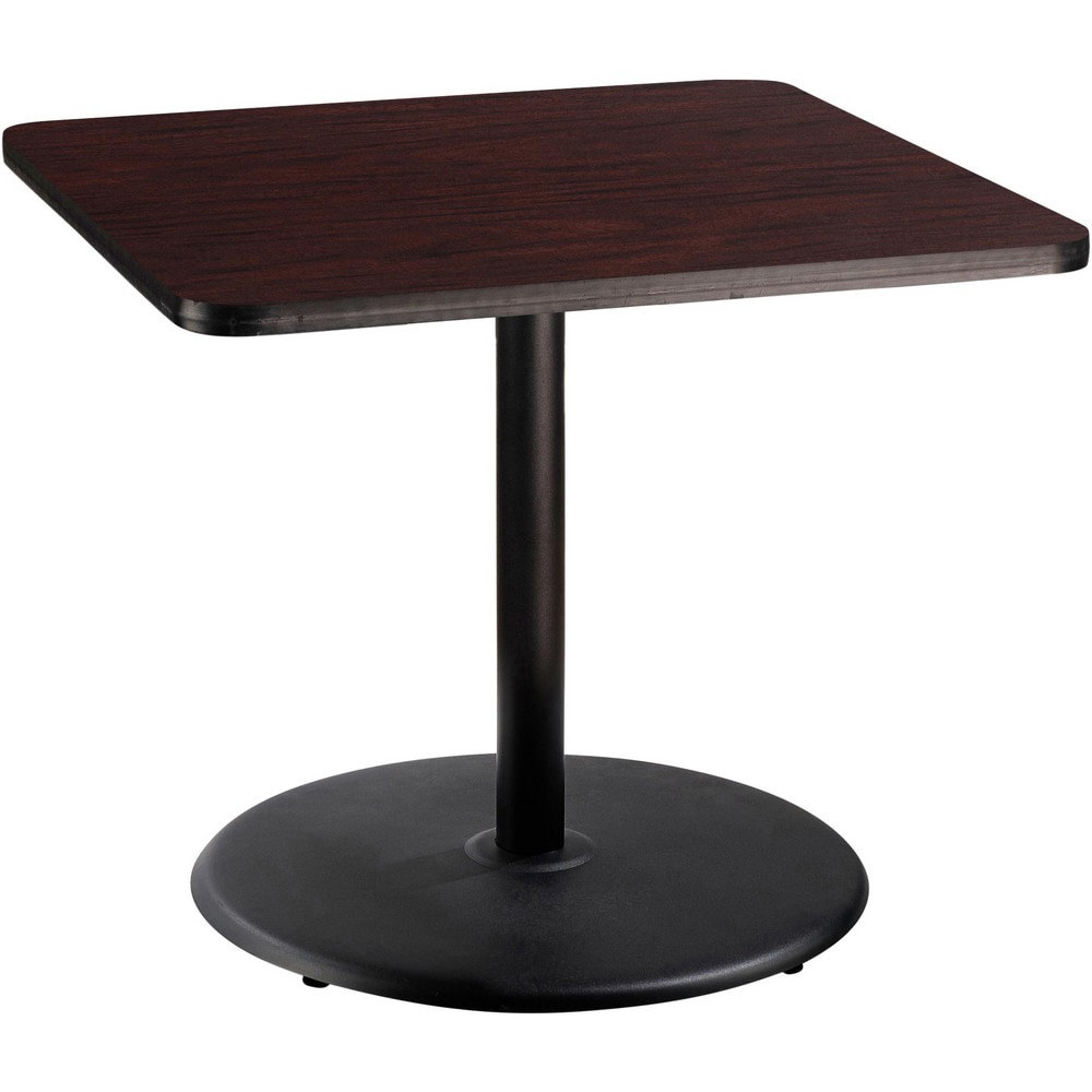 Stationary Tables; Table Type: Breakroom; Cafeteria ; Body Material: HPL Particleboard Core with T-Mold ; Table Top Color: Mahogany ; Frame Color: Black ; Overall Height (Inch): 30 ; Overall Length (Inch): 36