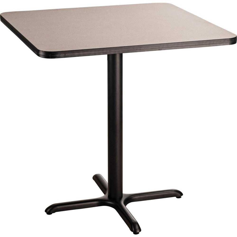 Stationary Tables; Table Type: Breakroom; Cafeteria ; Body Material: HPL Particleboard Core with T-Mold ; Table Top Color: Gray ; Frame Color: Black ; Overall Height (Inch): 36 ; Overall Length (Inch): 36