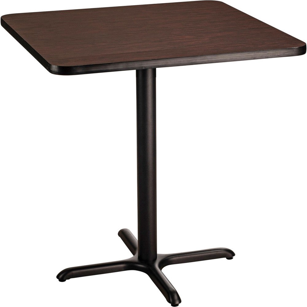 Stationary Tables; Table Type: Breakroom; Cafeteria ; Body Material: HPL Particleboard Core with T-Mold ; Table Top Color: Mahogany ; Frame Color: Black ; Overall Height (Inch): 36 ; Overall Length (Inch): 36