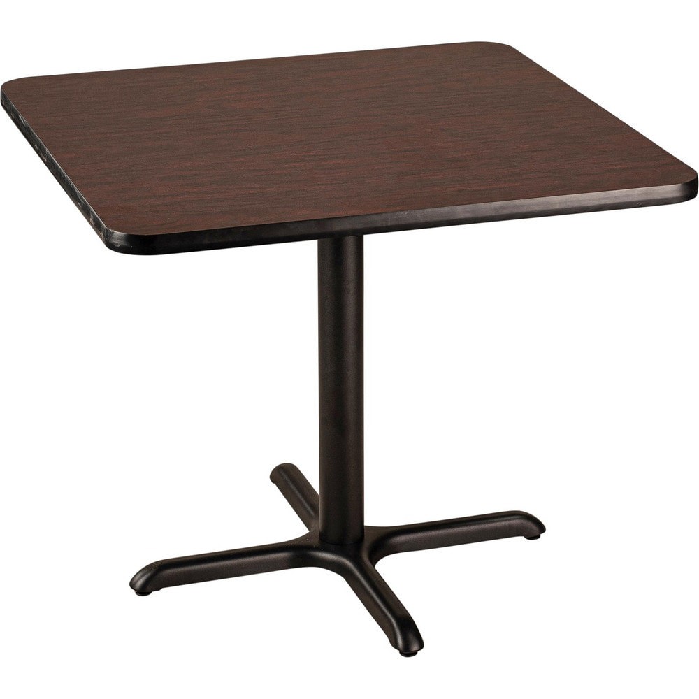 Stationary Tables; Table Type: Breakroom; Cafeteria ; Body Material: HPL Particleboard Core with T-Mold ; Table Top Color: Mahogany ; Frame Color: Black ; Overall Height (Inch): 30 ; Overall Length (Inch): 36