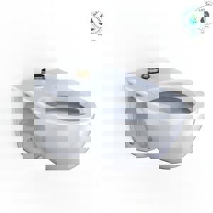 1.0/1.6 gpf Elongated Wall Mount Two Piece Toilet in Cotton White