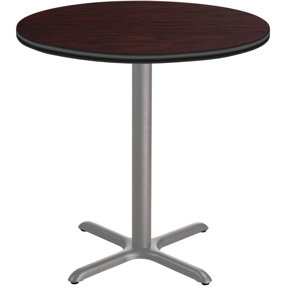 Stationary Tables; Table Type: Breakroom; Cafeteria ; Body Material: HPL Particleboard Core with T-Mold ; Table Top Color: Mahogany ; Frame Color: Gray ; Overall Height (Inch): 42 ; Overall Length (Inch): 36