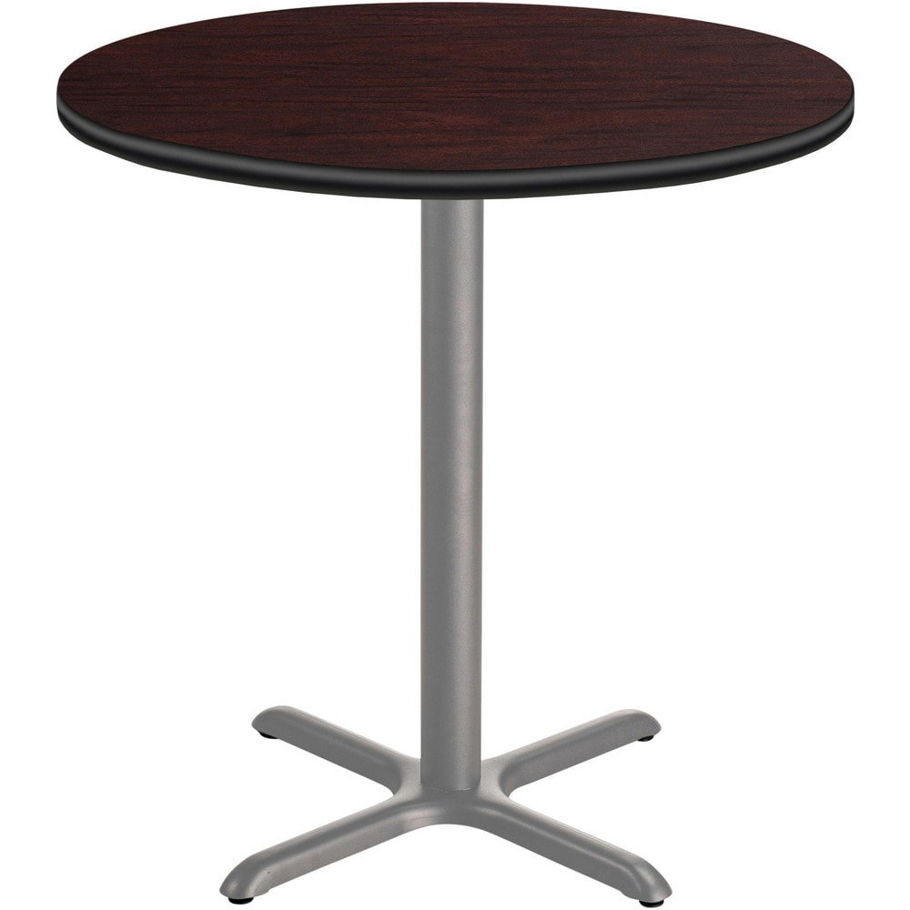 Stationary Tables; Table Type: Breakroom; Cafeteria ; Body Material: HPL Particleboard Core with T-Mold ; Table Top Color: Mahogany ; Frame Color: Gray ; Overall Height (Inch): 36 ; Overall Length (Inch): 36
