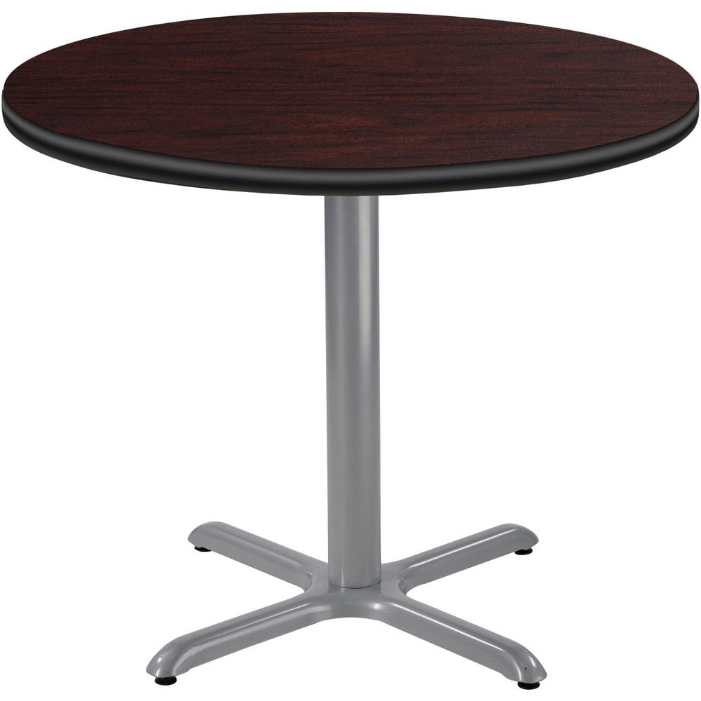Stationary Tables; Table Type: Breakroom; Cafeteria ; Body Material: HPL Particleboard Core with T-Mold ; Table Top Color: Mahogany ; Frame Color: Gray ; Overall Height (Inch): 30 ; Overall Length (Inch): 36