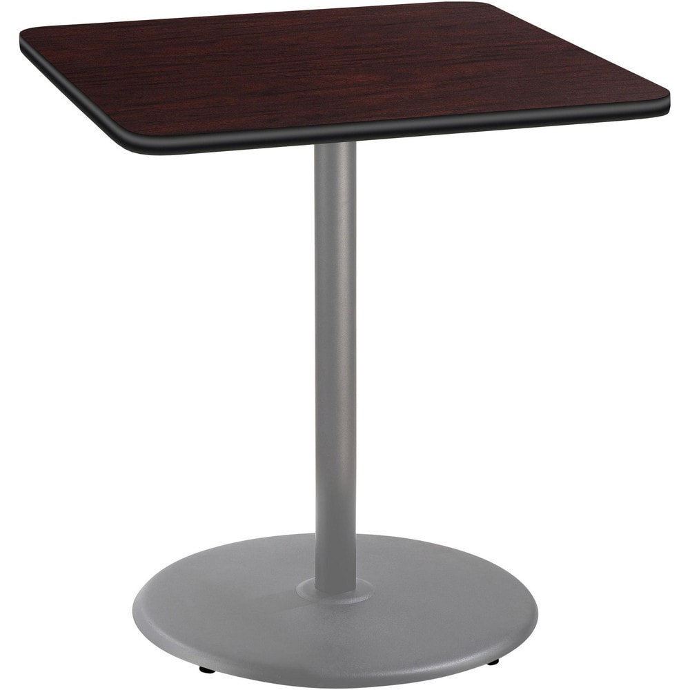 Stationary Tables; Table Type: Breakroom; Cafeteria ; Body Material: HPL Particleboard Core with T-Mold ; Table Top Color: Mahogany ; Frame Color: Gray ; Overall Height (Inch): 42 ; Overall Length (Inch): 36