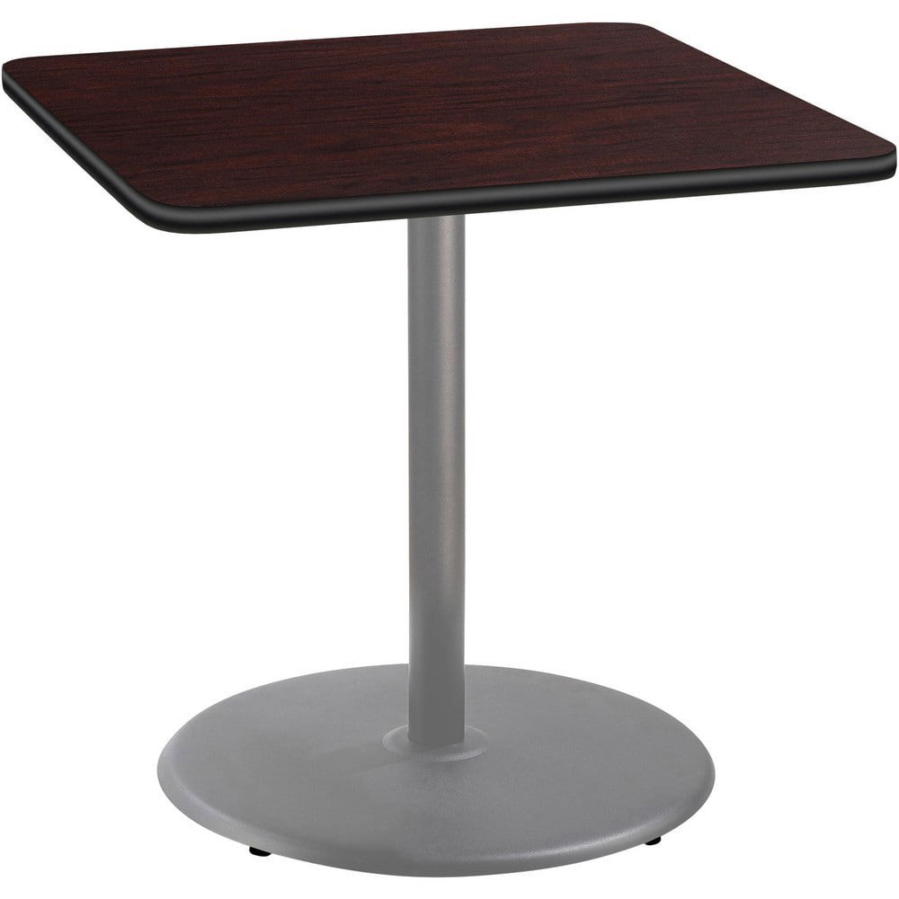 Stationary Tables; Table Type: Breakroom; Cafeteria ; Body Material: HPL Particleboard Core with T-Mold ; Table Top Color: Mahogany ; Frame Color: Gray ; Overall Height (Inch): 36 ; Overall Length (Inch): 36