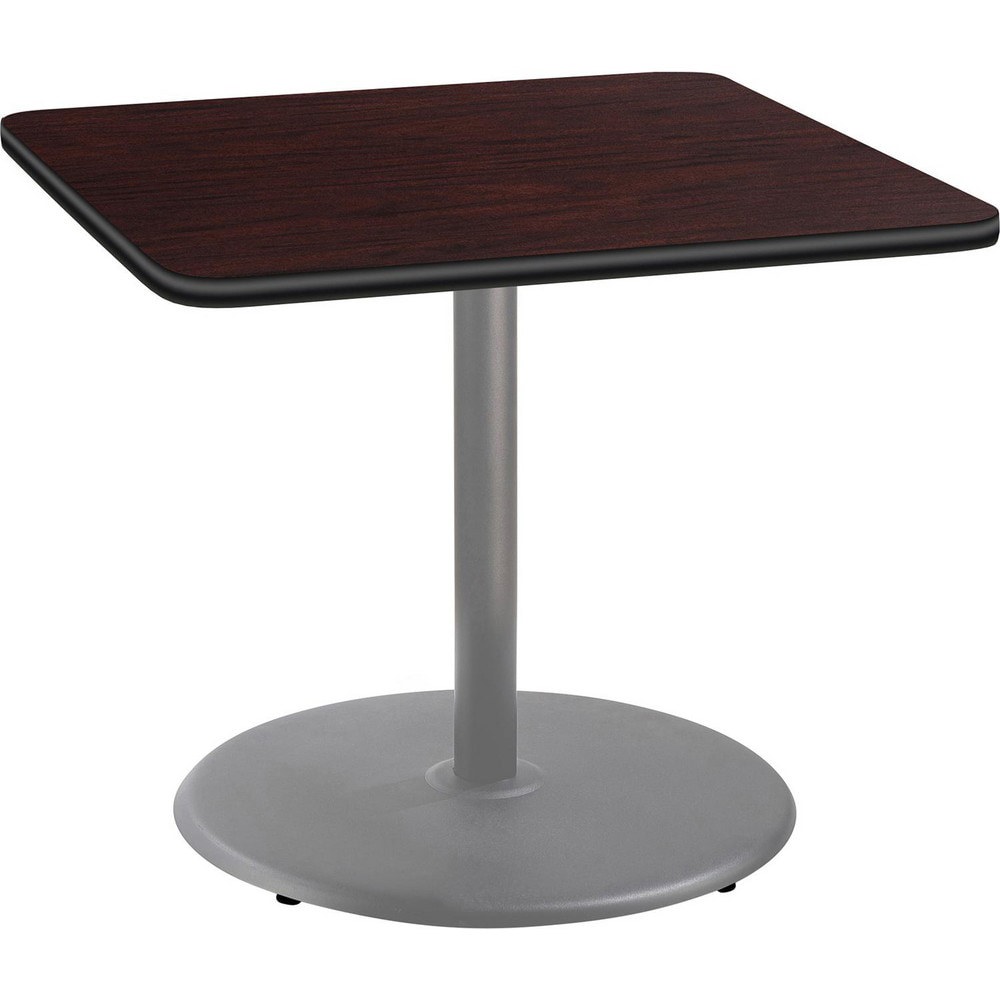 Stationary Tables; Table Type: Breakroom; Cafeteria ; Body Material: HPL Particleboard Core with T-Mold ; Table Top Color: Mahogany ; Frame Color: Gray ; Overall Height (Inch): 30 ; Overall Length (Inch): 36