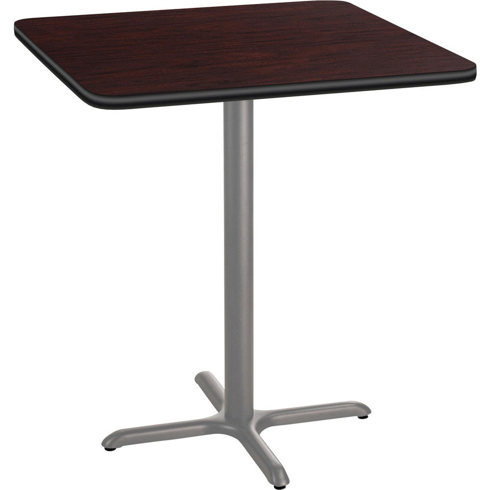 Stationary Tables; Table Type: Breakroom; Cafeteria ; Body Material: HPL Particleboard Core with T-Mold ; Table Top Color: Mahogany ; Frame Color: Gray ; Overall Height (Inch): 42 ; Overall Length (Inch): 36