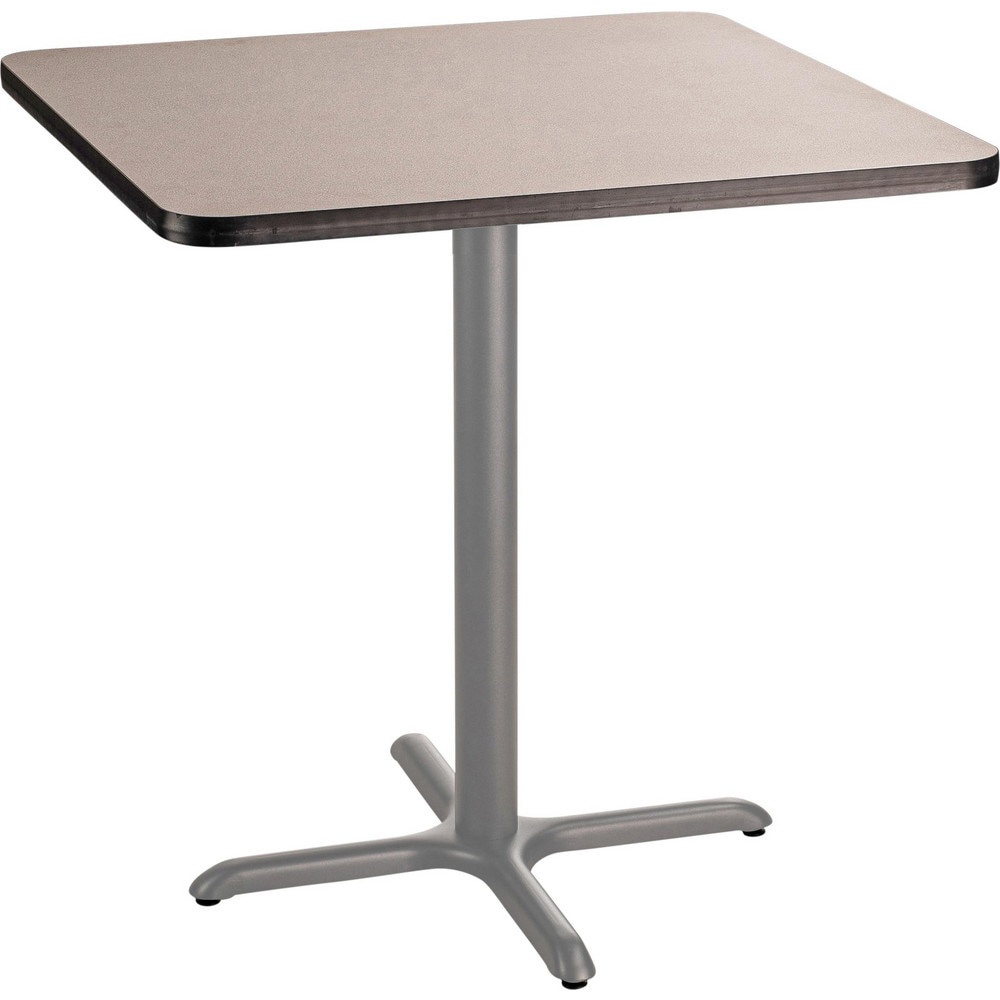 Stationary Tables; Table Type: Breakroom; Cafeteria ; Body Material: HPL Particleboard Core with T-Mold ; Table Top Color: Gray ; Frame Color: Gray ; Overall Height (Inch): 36 ; Overall Length (Inch): 36