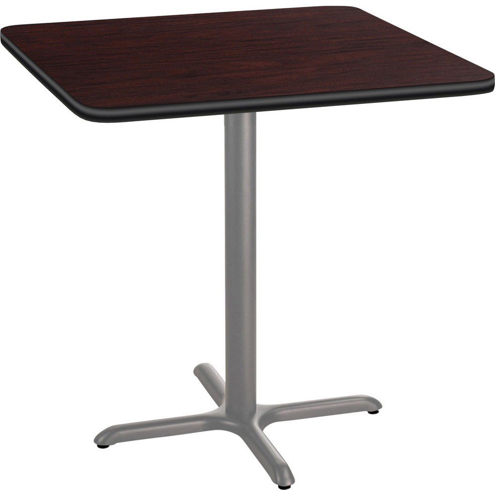 Stationary Tables; Table Type: Breakroom; Cafeteria ; Body Material: HPL Particleboard Core with T-Mold ; Table Top Color: Mahogany ; Frame Color: Gray ; Overall Height (Inch): 36 ; Overall Length (Inch): 36