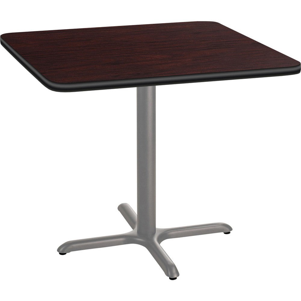Stationary Tables; Table Type: Breakroom; Cafeteria ; Body Material: HPL Particleboard Core with T-Mold ; Table Top Color: Mahogany ; Frame Color: Gray ; Overall Height (Inch): 30 ; Overall Length (Inch): 36