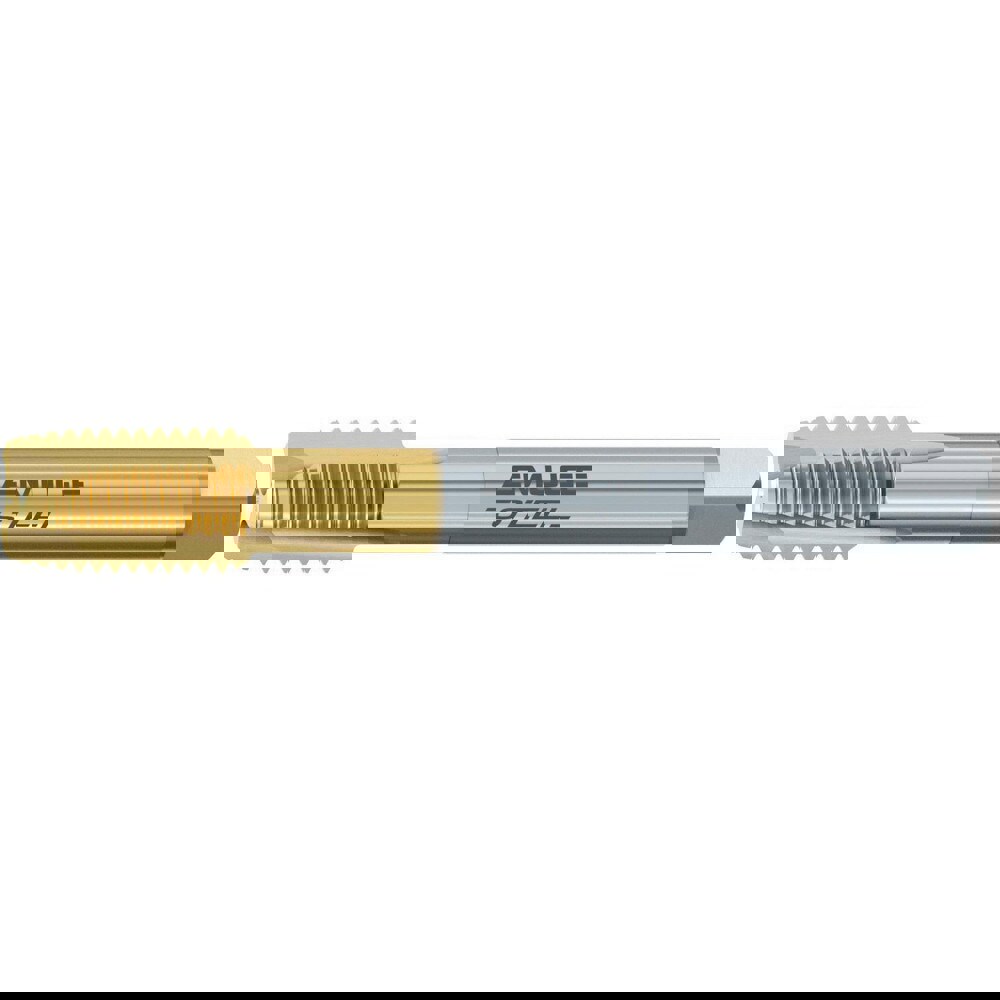 Spiral Point Tap: 9/16-12 UNC, 3 Flutes, Plug Chamfer, 2B Class of Fit, High-Speed Steel-E, TiN Coated