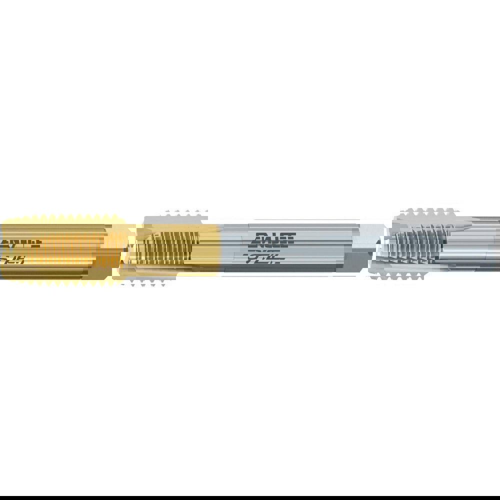 Spiral Point Tap: 9/16-18 UNF, 3 Flutes, Plug Chamfer, 2B Class of Fit, High-Speed Steel-E, TiN Coated