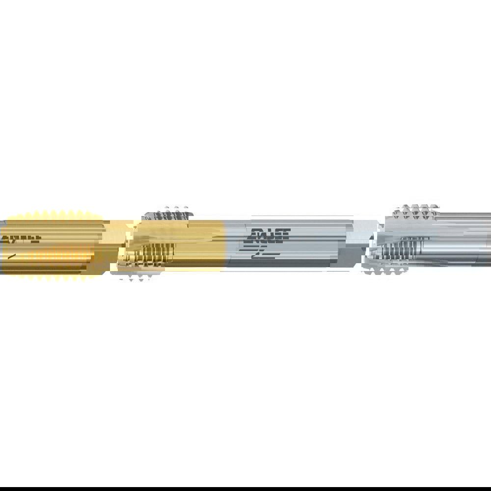 Spiral Point Tap: 9/16-18 UNF, 4 Flutes, Plug Chamfer, 2BX Class of Fit, High-Speed Steel-E-PM, TiN-70 Coated