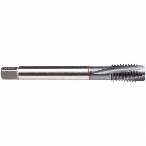 Spiral Flute Tap: 7/16-14 UNC, 4 Flutes, Plug, BT Class of Fit, High Speed Steel, TICN Coated