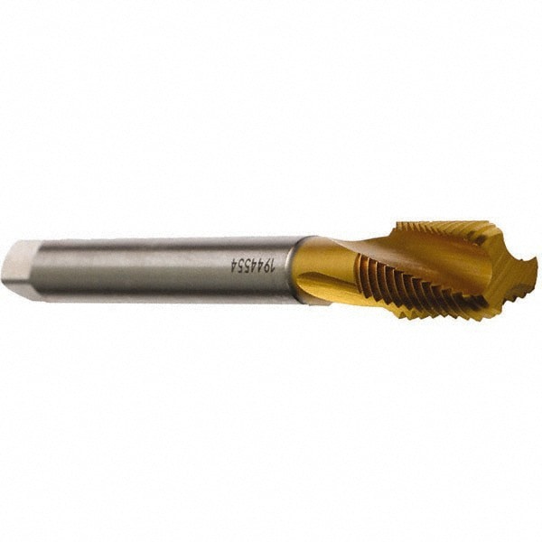 Spiral Flute Tap: 3/4-10, UNC, 3 Flute, Modified Bottoming, 2B Class of Fit, Cobalt, TiN Finish